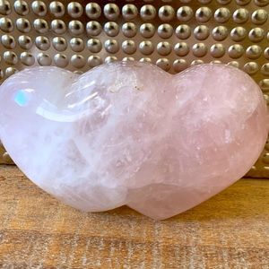 Rose Quartz double hearts
